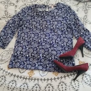 Blue Patterned Blouse